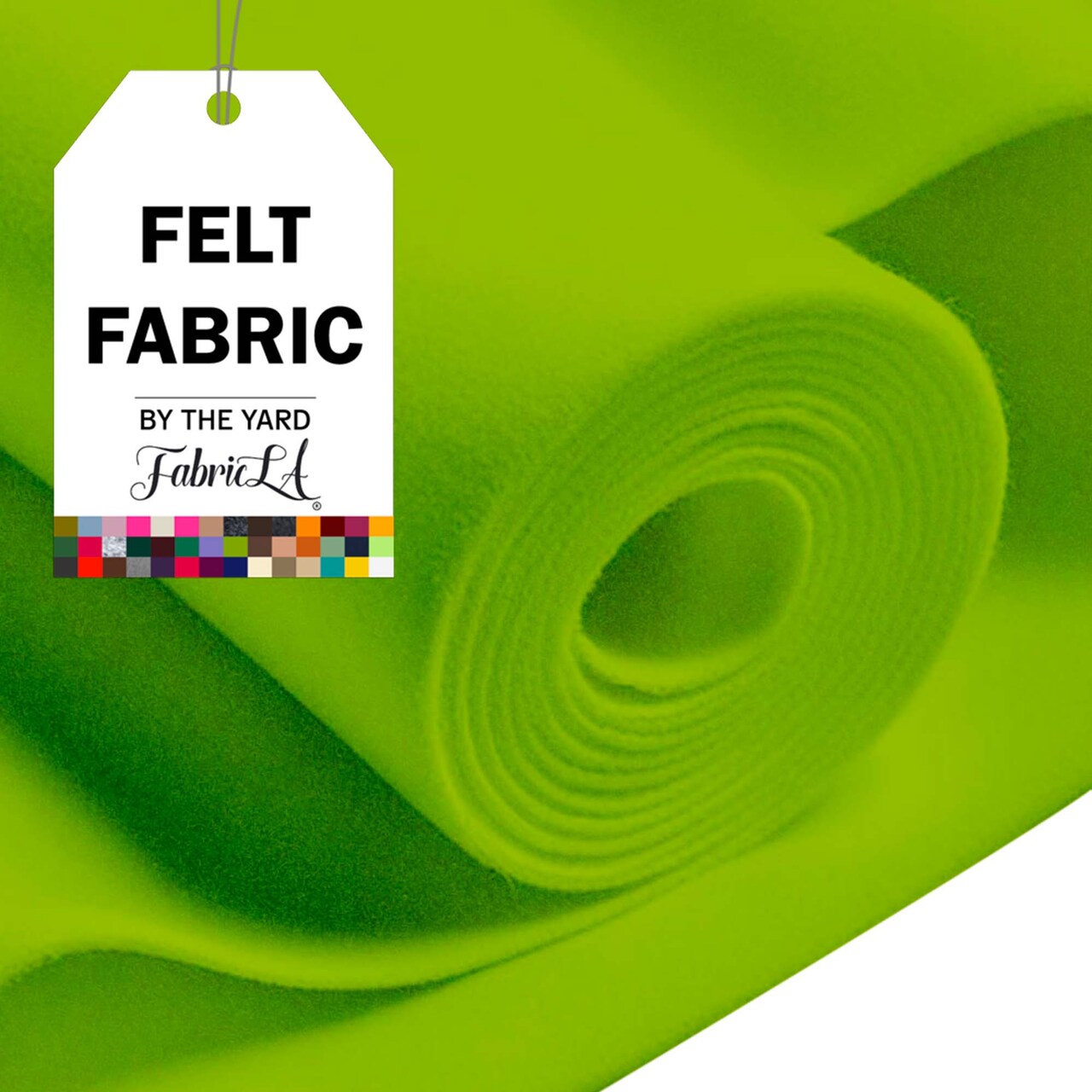 FabricLA Craft Felt Fabric - 72" Inch Wide & 1.6mm Thick Non-Stiff Felt Fabric by The Yard - Use This Soft Felt Roll for Crafts - Felt Material Pack - Lime Felt, 3 Continuous Yards